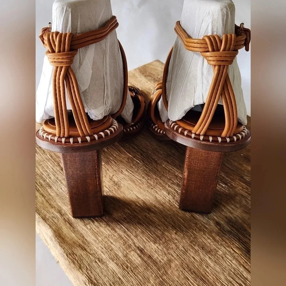 || ULLA JOHNSON || Malia woven, block heels, sandals, designer, leather, size 10 - Picture 6 of 15